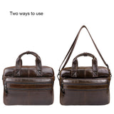 Royal Bagger 15.6" Laptop Briefcases for Men Genuine Cow Leather Business Shoulder Messenger Bag Vintage Casual Handbags 1512