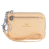 Royal Bagger RFID Coin Purse with Keychain, Genuine Leather Multi Zipper Clutch Wallet, Portable Wristlet Card Holder 1903-1