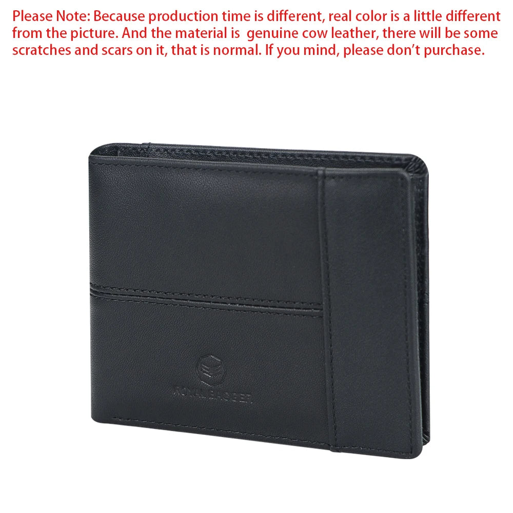 Royal Bagger Men's RFID Blocking Short Wallets, Genuine Leather Large Capacity Bifold Wallet, Retro Purse 1838
