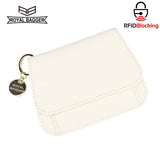 Royal Bagger RFID Short Wallets for Women Genuine Cow Leather Fashion Card Holder with Key Ring Holders Clutch Slim Coin Purse